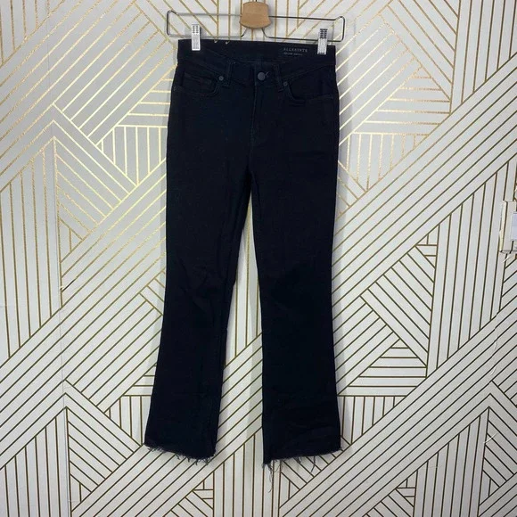 ALLSAINTS Zoe Cropped Bootcut Jeans in Black Size US 25 - Picture 2 of 11